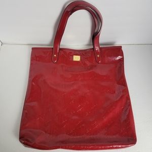 Lauren Ralph Lauren Red Shiny Tote Purse Bag